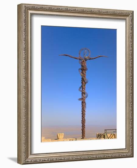 Cross at Moses Memorial Church, Mt Nebo, Overlooking Jordan Valley and Jericho Oasis, Amman, Jordan-Keren Su-Framed Photographic Print