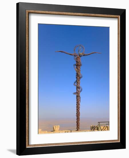 Cross at Moses Memorial Church, Mt Nebo, Overlooking Jordan Valley and Jericho Oasis, Amman, Jordan-Keren Su-Framed Photographic Print