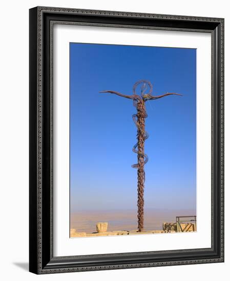 Cross at Moses Memorial Church, Mt Nebo, Overlooking Jordan Valley and Jericho Oasis, Amman, Jordan-Keren Su-Framed Photographic Print