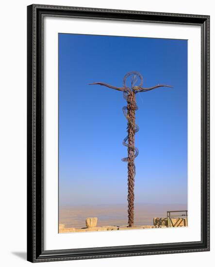 Cross at Moses Memorial Church, Mt Nebo, Overlooking Jordan Valley and Jericho Oasis, Amman, Jordan-Keren Su-Framed Photographic Print