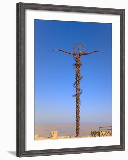 Cross at Moses Memorial Church, Mt Nebo, Overlooking Jordan Valley and Jericho Oasis, Amman, Jordan-Keren Su-Framed Photographic Print