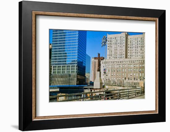 Cross at World Trade Towers Memorial Site for September 11, 2001, New York City, NY-null-Framed Photographic Print