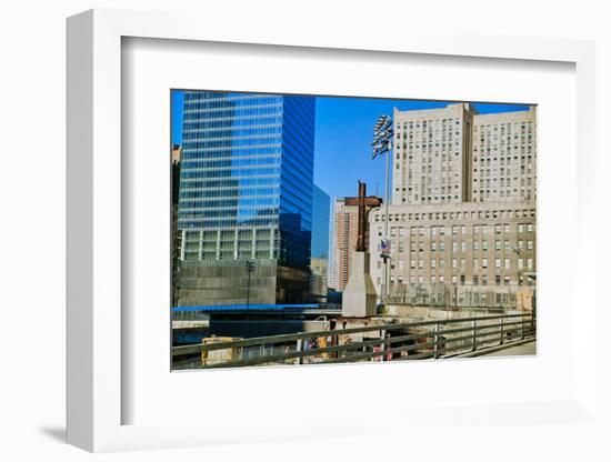 Cross at World Trade Towers Memorial Site for September 11, 2001, New York City, NY-null-Framed Photographic Print