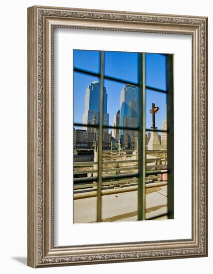 Cross at World Trade Towers Memorial Site for September 11, 2001, New York City, NY-null-Framed Photographic Print