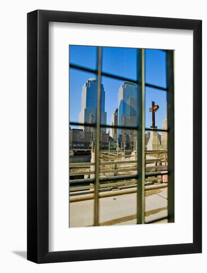 Cross at World Trade Towers Memorial Site for September 11, 2001, New York City, NY-null-Framed Photographic Print