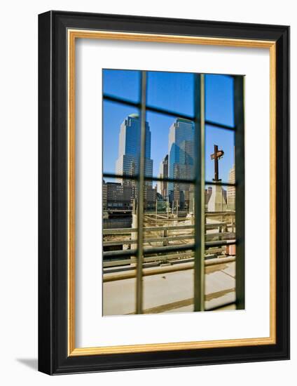 Cross at World Trade Towers Memorial Site for September 11, 2001, New York City, NY-null-Framed Photographic Print