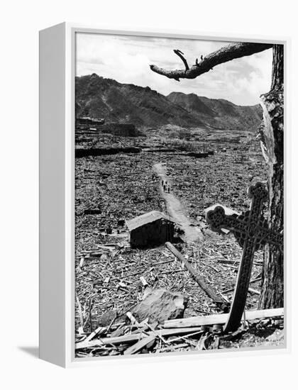 Cross Blown Out of Cathedral by Atomic Bomb Blast Overlooking the Total Devastation of the City-Bernard Hoffman-Framed Premier Image Canvas