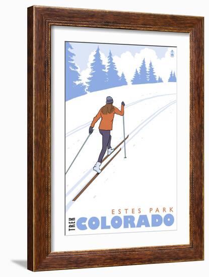 Cross Country Skier, Estes Park, Colorado-Lantern Press-Framed Art Print