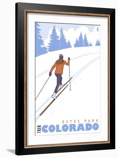 Cross Country Skier, Estes Park, Colorado-Lantern Press-Framed Art Print