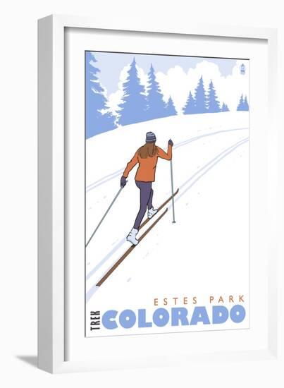 Cross Country Skier, Estes Park, Colorado-Lantern Press-Framed Art Print