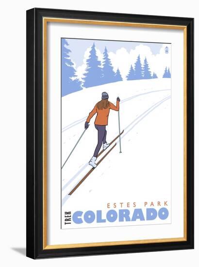 Cross Country Skier, Estes Park, Colorado-Lantern Press-Framed Art Print