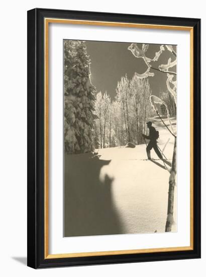 Cross-Country Skier in Profile-null-Framed Art Print