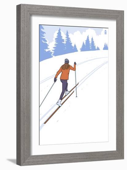 Cross Country Skier Stylized-Lantern Press-Framed Art Print