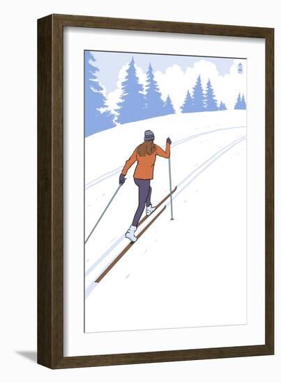 Cross Country Skier Stylized-Lantern Press-Framed Art Print