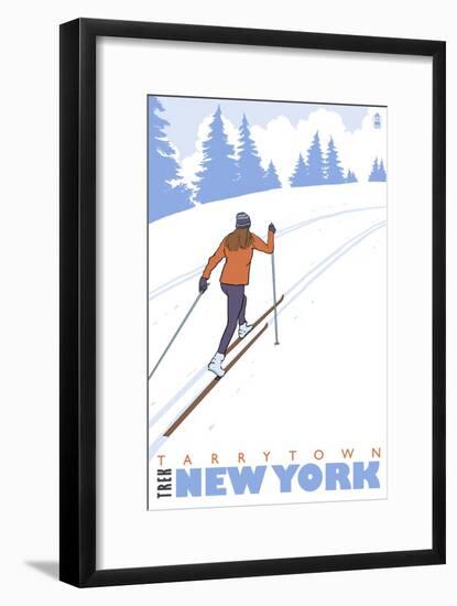 Cross Country Skier, Tarrytown, New York-Lantern Press-Framed Art Print