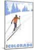 Cross Country Skier, Vail, Colorado-Lantern Press-Mounted Art Print