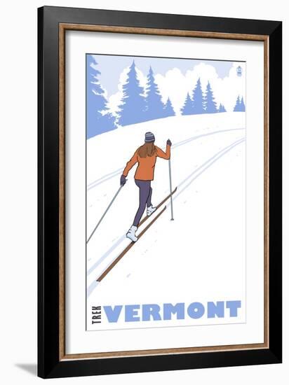 Cross Country Skier - Vermont-Lantern Press-Framed Art Print