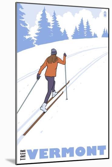 Cross Country Skier - Vermont-Lantern Press-Mounted Art Print