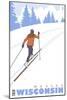 Cross Country Skier, Wausau, Wisconsin-Lantern Press-Mounted Art Print