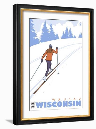 Cross Country Skier, Wausau, Wisconsin-Lantern Press-Framed Art Print