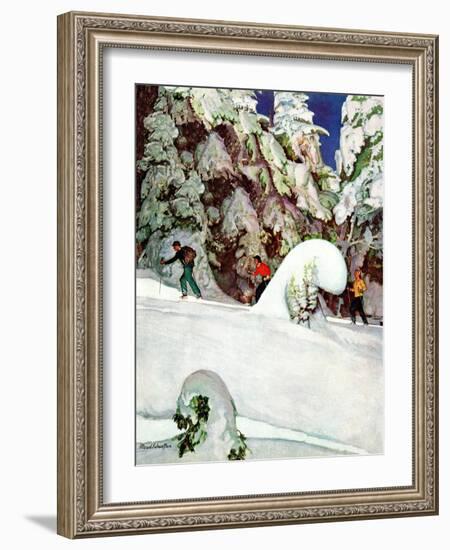 "Cross Country Skiers," February 2, 1946-Mead Schaeffer-Framed Giclee Print