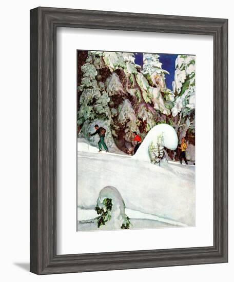 "Cross Country Skiers," February 2, 1946-Mead Schaeffer-Framed Giclee Print