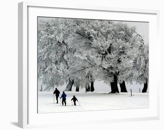 Cross Country Skiers Head Through a Deep Layer of Snow on the Mountain Schauinsland-null-Framed Photographic Print