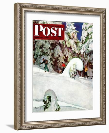 "Cross Country Skiers," Saturday Evening Post Cover, February 2, 1946-Mead Schaeffer-Framed Giclee Print