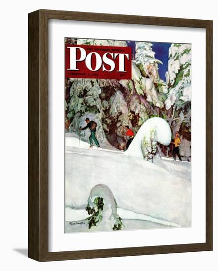 "Cross Country Skiers," Saturday Evening Post Cover, February 2, 1946-Mead Schaeffer-Framed Giclee Print