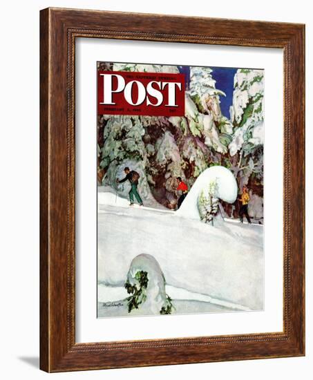 "Cross Country Skiers," Saturday Evening Post Cover, February 2, 1946-Mead Schaeffer-Framed Giclee Print