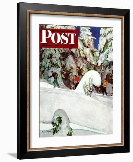 "Cross Country Skiers," Saturday Evening Post Cover, February 2, 1946-Mead Schaeffer-Framed Giclee Print