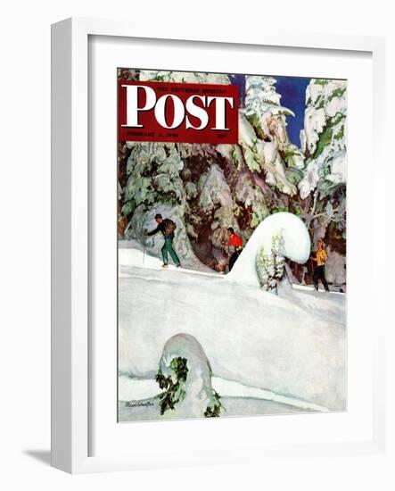 "Cross Country Skiers," Saturday Evening Post Cover, February 2, 1946-Mead Schaeffer-Framed Giclee Print