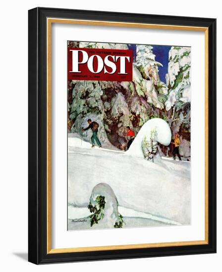 "Cross Country Skiers," Saturday Evening Post Cover, February 2, 1946-Mead Schaeffer-Framed Giclee Print