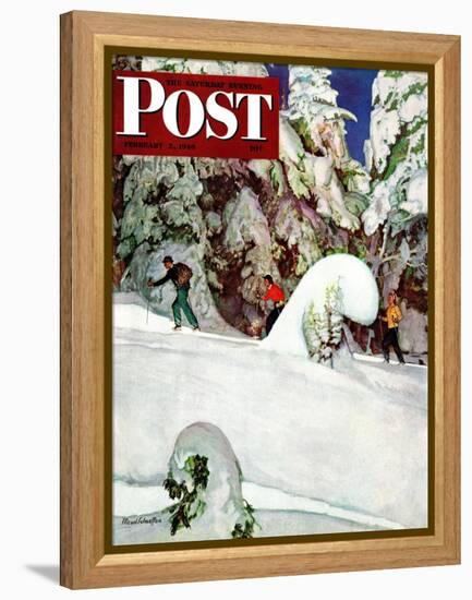 "Cross Country Skiers," Saturday Evening Post Cover, February 2, 1946-Mead Schaeffer-Framed Premier Image Canvas