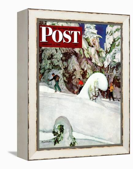 "Cross Country Skiers," Saturday Evening Post Cover, February 2, 1946-Mead Schaeffer-Framed Premier Image Canvas