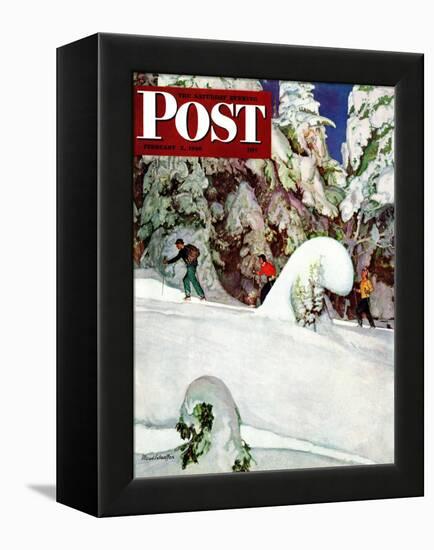 "Cross Country Skiers," Saturday Evening Post Cover, February 2, 1946-Mead Schaeffer-Framed Premier Image Canvas