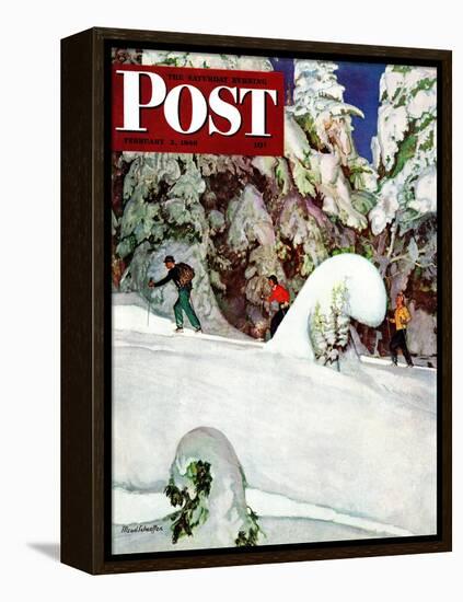 "Cross Country Skiers," Saturday Evening Post Cover, February 2, 1946-Mead Schaeffer-Framed Premier Image Canvas