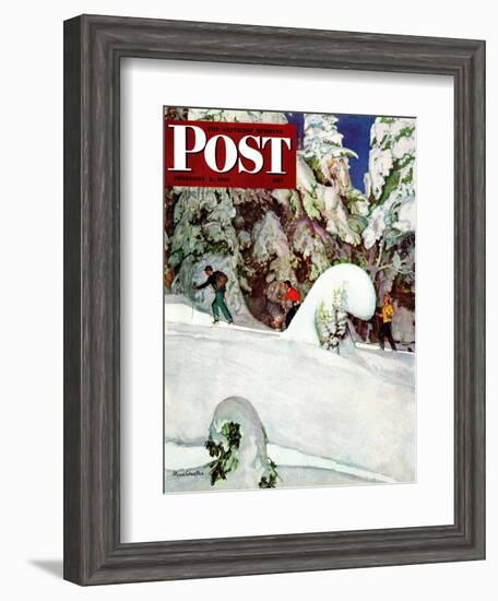 "Cross Country Skiers," Saturday Evening Post Cover, February 2, 1946-Mead Schaeffer-Framed Giclee Print