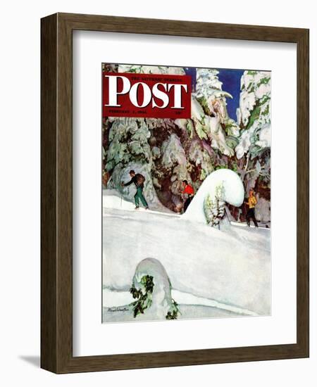 "Cross Country Skiers," Saturday Evening Post Cover, February 2, 1946-Mead Schaeffer-Framed Giclee Print