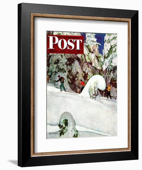 "Cross Country Skiers," Saturday Evening Post Cover, February 2, 1946-Mead Schaeffer-Framed Giclee Print