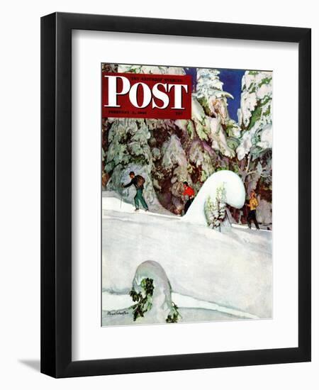 "Cross Country Skiers," Saturday Evening Post Cover, February 2, 1946-Mead Schaeffer-Framed Giclee Print