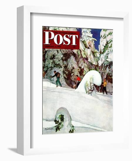 "Cross Country Skiers," Saturday Evening Post Cover, February 2, 1946-Mead Schaeffer-Framed Giclee Print