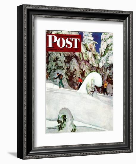 "Cross Country Skiers," Saturday Evening Post Cover, February 2, 1946-Mead Schaeffer-Framed Giclee Print