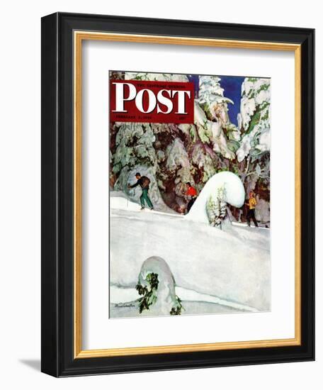 "Cross Country Skiers," Saturday Evening Post Cover, February 2, 1946-Mead Schaeffer-Framed Giclee Print