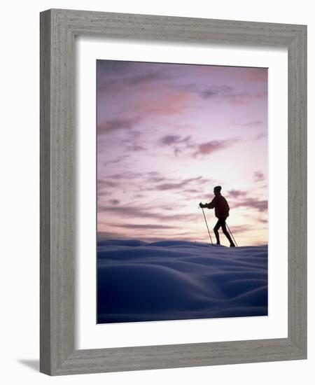 Cross Country Skiing at Twilight-null-Framed Photographic Print