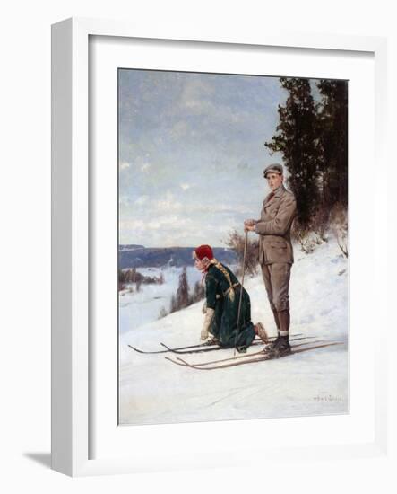 Cross Country Skiing (Oil on Canvas)-Axel Hjalmar Ender-Framed Giclee Print