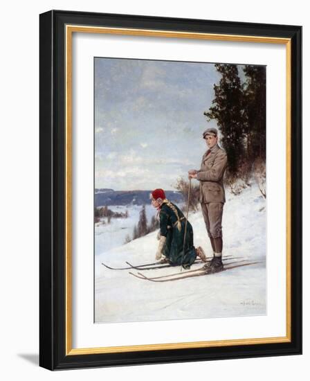 Cross Country Skiing (Oil on Canvas)-Axel Hjalmar Ender-Framed Giclee Print