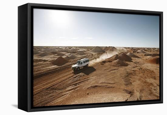 cross country vehicle between the opal mines in Coober Pedy, outback Australia-Rasmus Kaessmann-Framed Premier Image Canvas