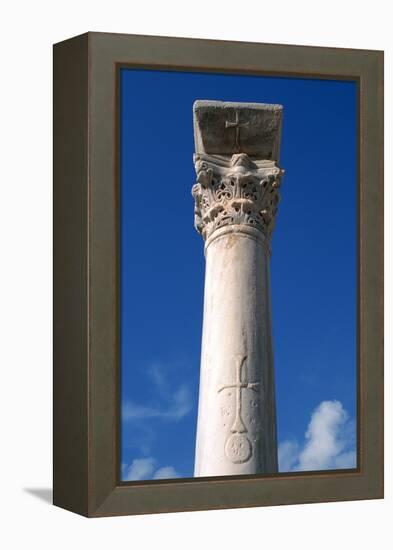 Cross Inscribed on a Column, Apollonia, Libya-Vivienne Sharp-Framed Premier Image Canvas