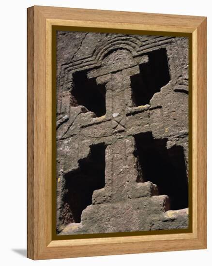 Cross on Christian Bieta Danaghel, Vierges Martyres, Town of Lalibela, Wollo Region, Ethiopia-Bruno Barbier-Framed Premier Image Canvas